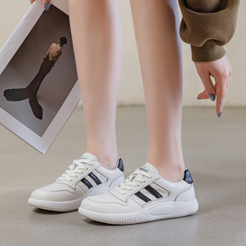 Women's Layer Cowhide Easy Wear Flat Pumps Comfortable Breathable Women's Casual Shoes