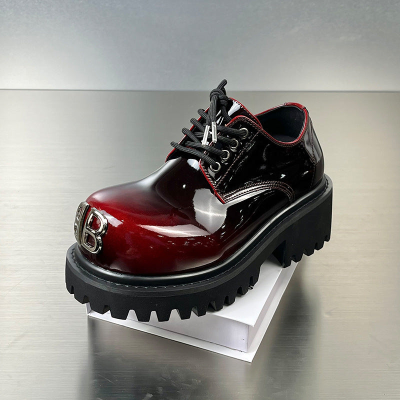 British Style Hidden Platform Motorcycle Fashionable Men's Casual Leather Shoes