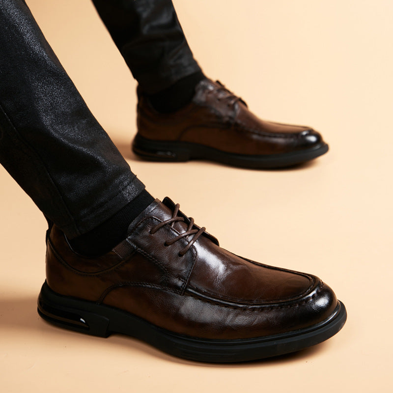 Men's Round Toe British Formal Wear Black Lace Up Leather Shoes