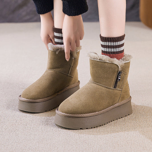 Women's Wool Fur Genuine Winter Thick Bottom Snow Boots