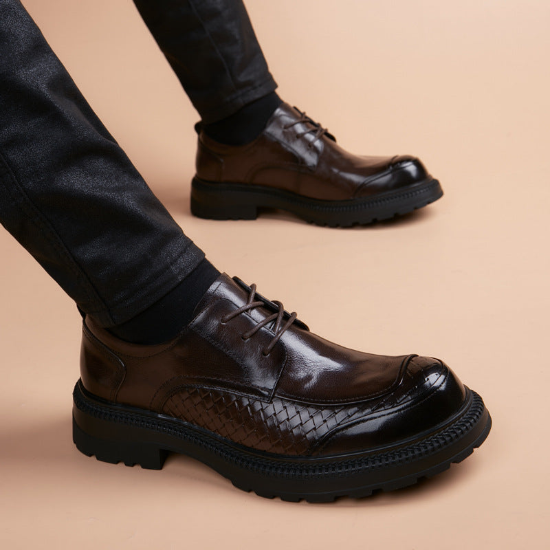 Men's First Layer Cowhide British Groomsman Black Bridegroom Formal Wear Soft Men's Business Leather Shoes
