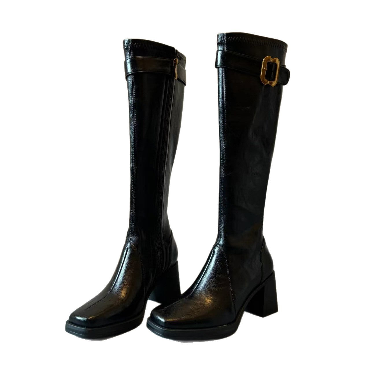 Women's Square Toe Knight High Long Thick Heels