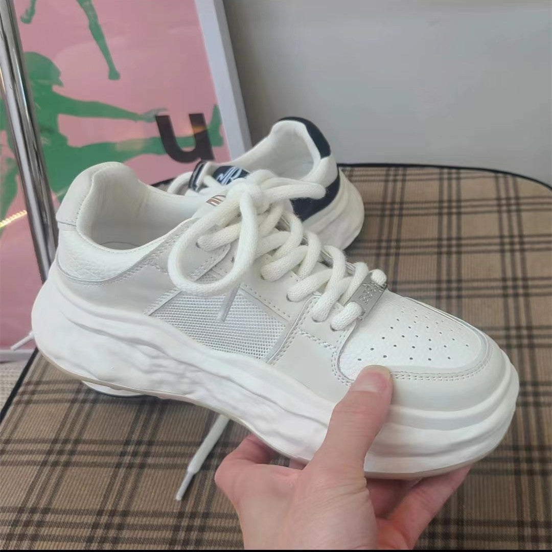 Women's Black White Panda Height Increasing Board Sneakers