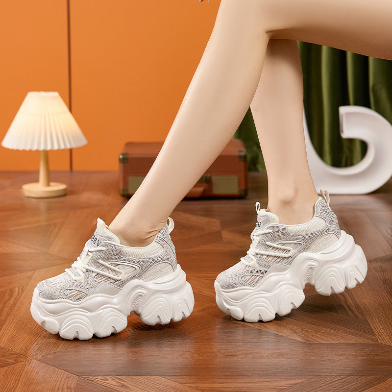 Women's Dad Hollow Mesh Surface Breathable Small Platform Height Increasing Women's Sports Shoes