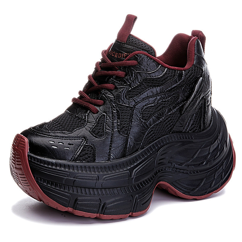 Women's Height Increasing Insole Breathable Clunky Platform Mesh Surface Small Casual Shoes