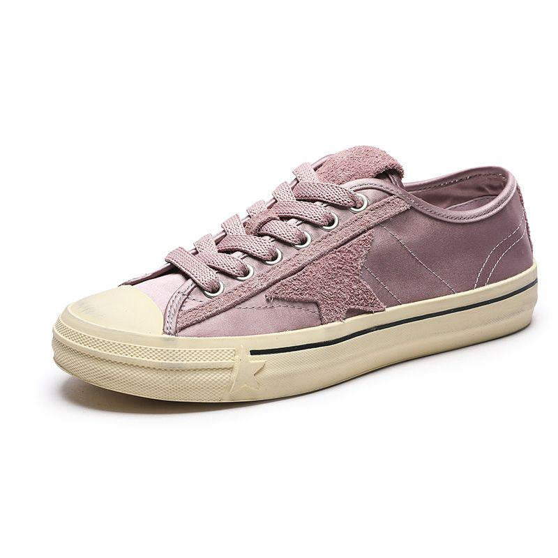 Women's Satin Surface Star Pattern Flat Board Sports Women's Casual Shoes