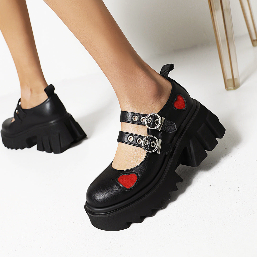 Women's Jane Autumn Platform Preppy Style Small Single-layer Retro Round Leather Shoes