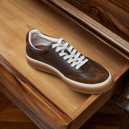 Men's Personality German Training Genuine Lace Up Round Sneakers