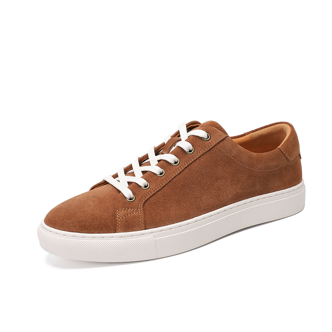 Men's Genuine Gray Sports Suede Solid Color Classic Matte Breathable Travel Casual Shoes
