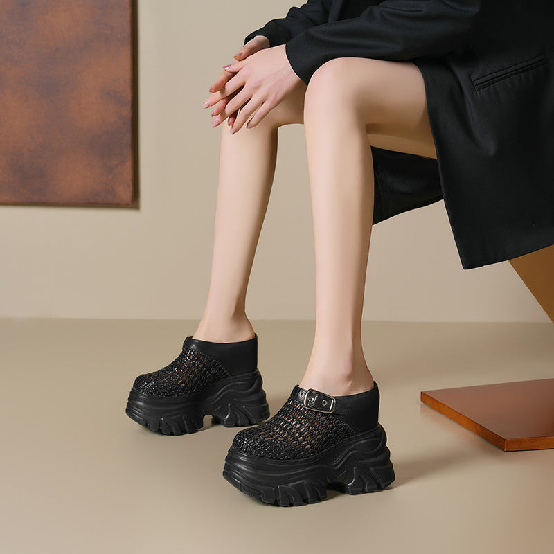 Women's High-rise Closed Toe Half Summer Wear Small Thick Bottom Thick-soles Slippers