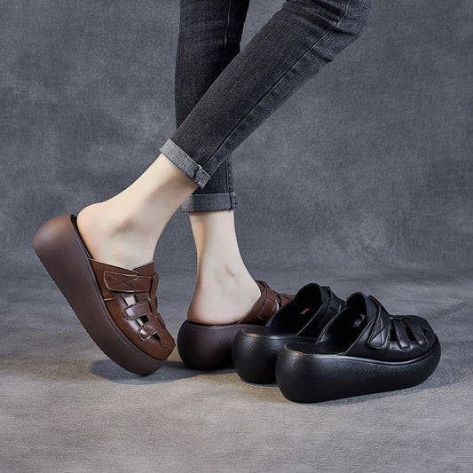 Women's Retro Flip-flops Fashion Outerwear Thick Bottom Slippers