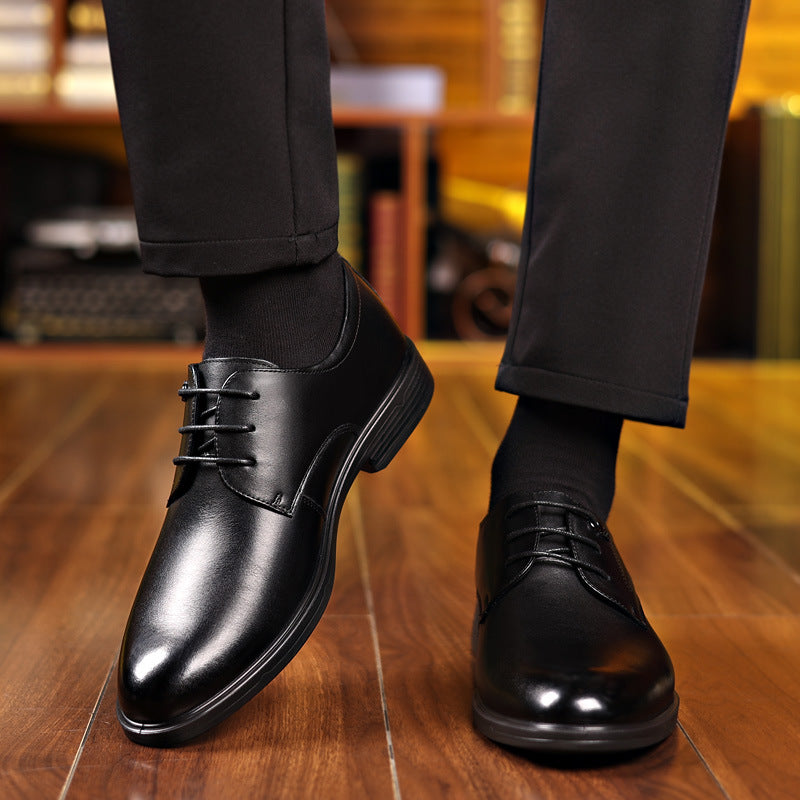 Men's First Layer Cowhide Business Pumps Soft Bottom Surface Leather Shoes