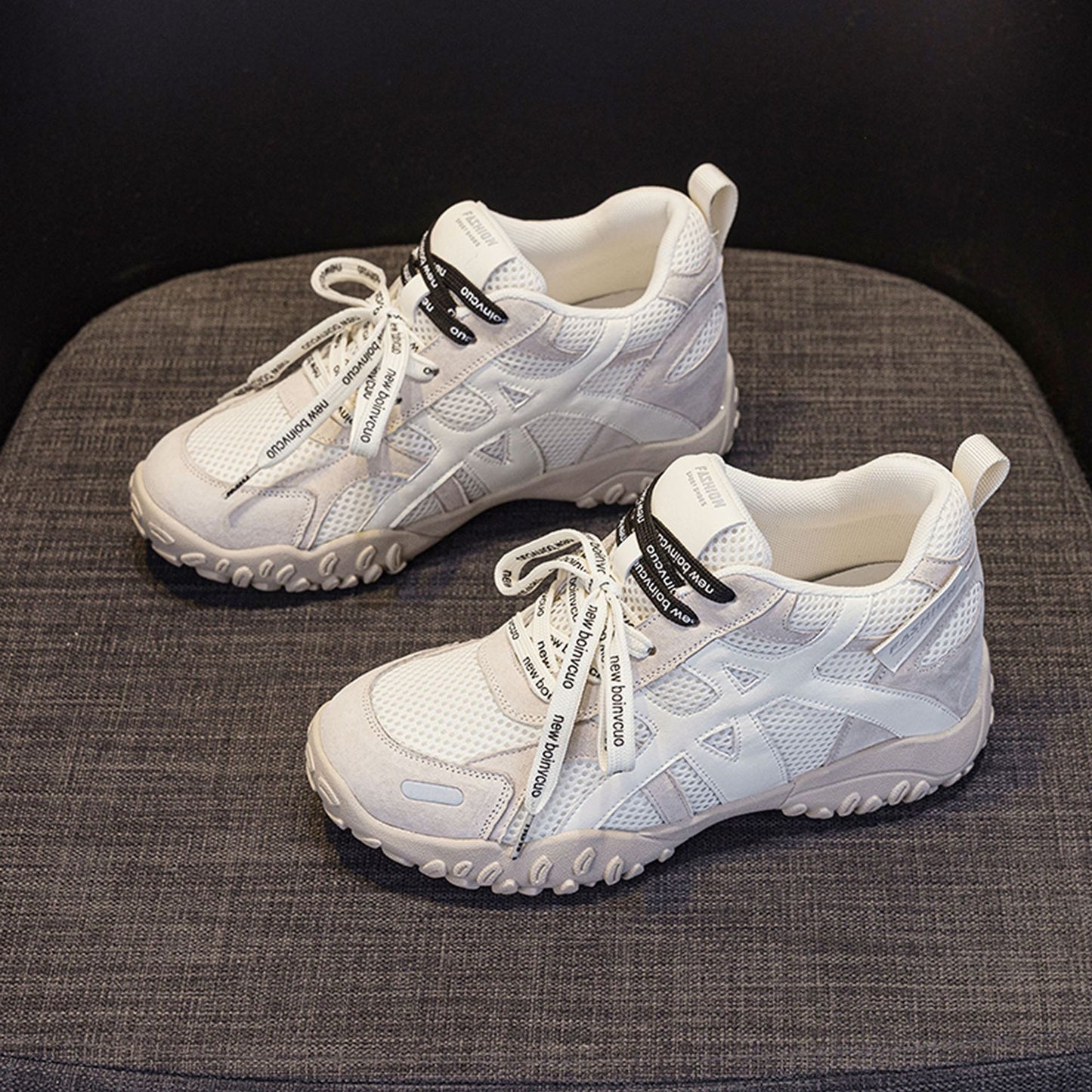 Women's Platform Sports Breathable Mesh White Height Casual Shoes