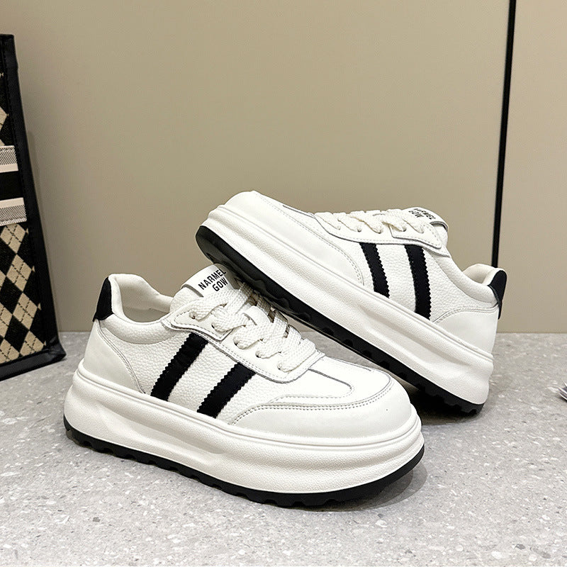 Women's Small Size White Spring Platform Sports Casual Shoes