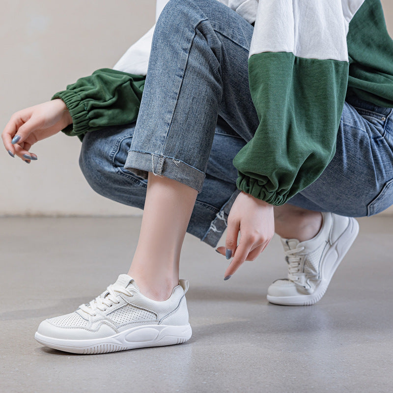 Women's First Layer Cowhide Easy Wear Flat Casual Shoes
