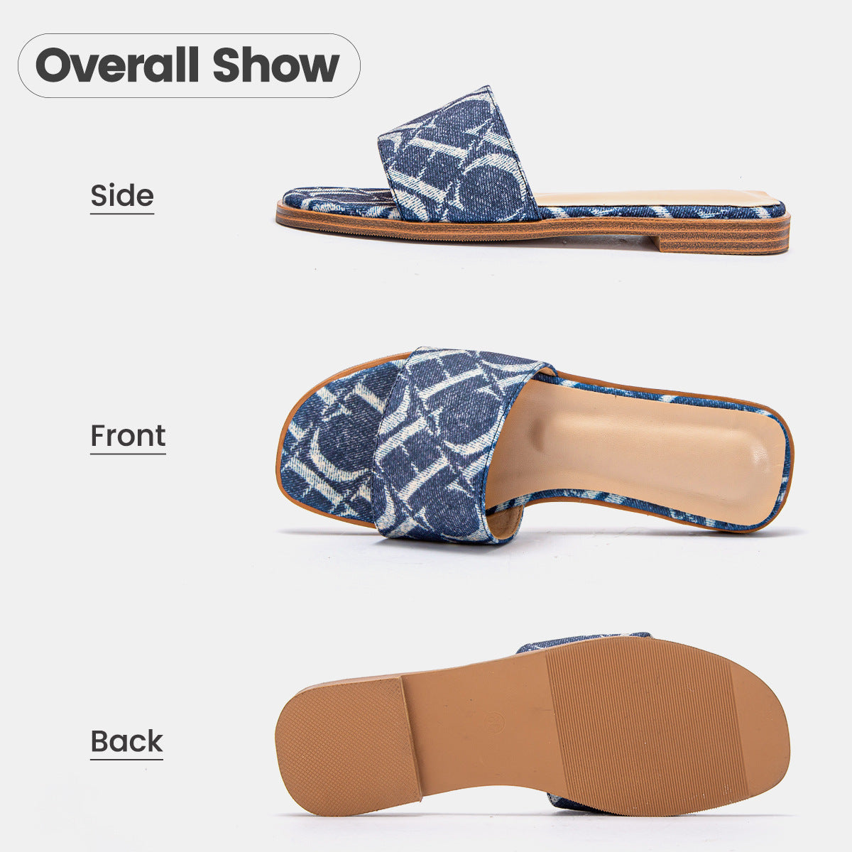 Women's Fashion Outdoor Simple Letter Printing Bottom Flat Slippers