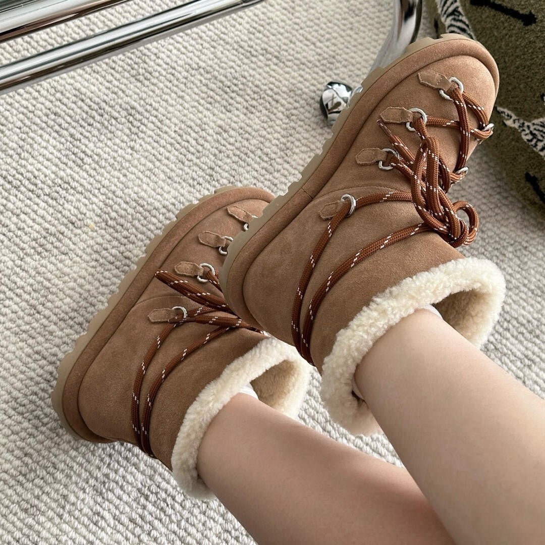 Women's Home Fur Integrated Warm Fleece-lined Versatile Snow Boots