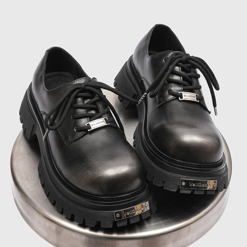 Men's Light Handsome High-grade Big Toe Black Men's Casual Leather Shoes