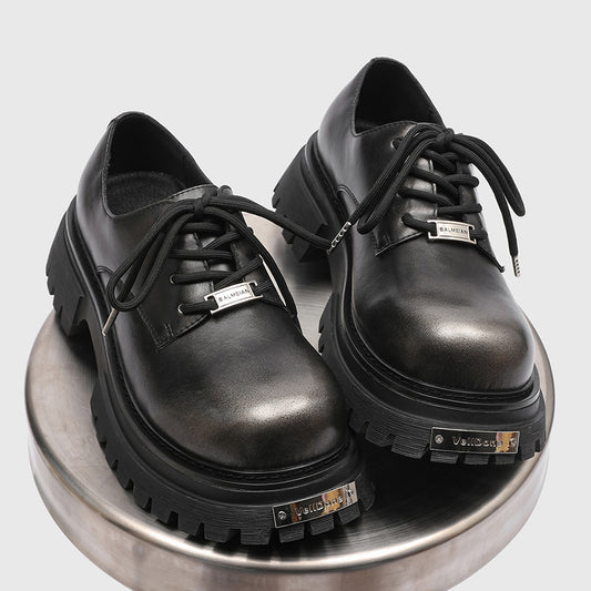 Men's Light Handsome High-grade Big Toe Black Men's Casual Leather Shoes