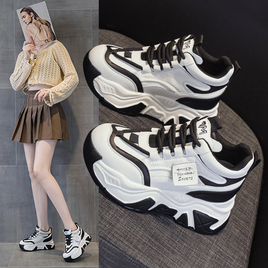 Women's Height Increasing Insole Dad Fashion Platform White Wedge Color Women's Casual Shoes