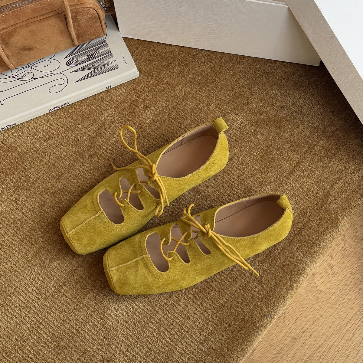 Retro Style Female Square Toe Shallow Mouth Commuter Design Sense Women's Casual Shoes