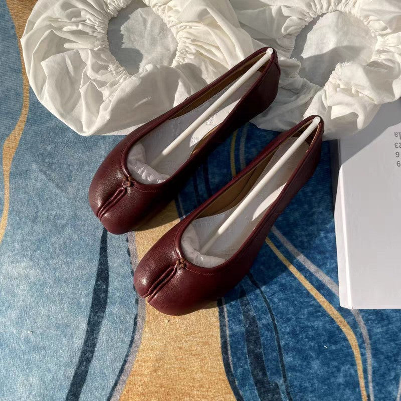 Women's Pleated Flat Round Toe Trotter Horseshoe Women's Fashion Shoes