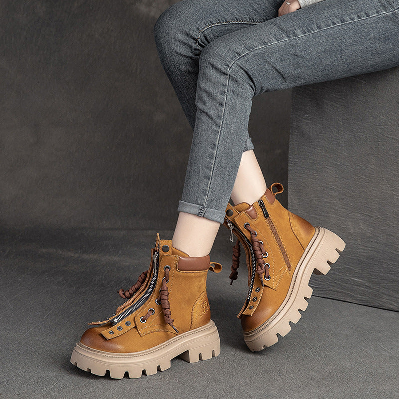 Women's Retro Two Wear Handsome Design Feel Wipe Color Tooling Boots