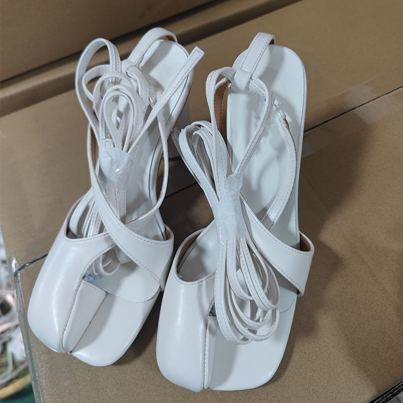 Women's Toe Round Head Chunky Cross Strap Large Size Women's Shoes