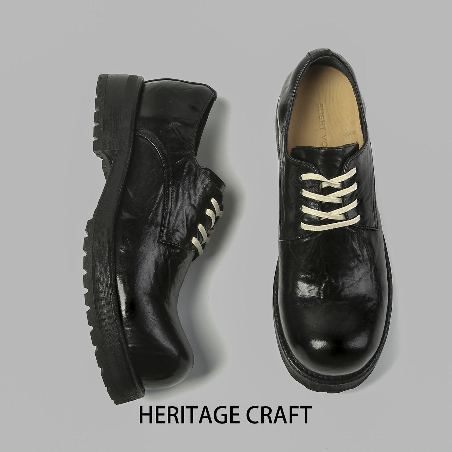 Men's Korean Big Head Genuine Fashion British Leather Shoes