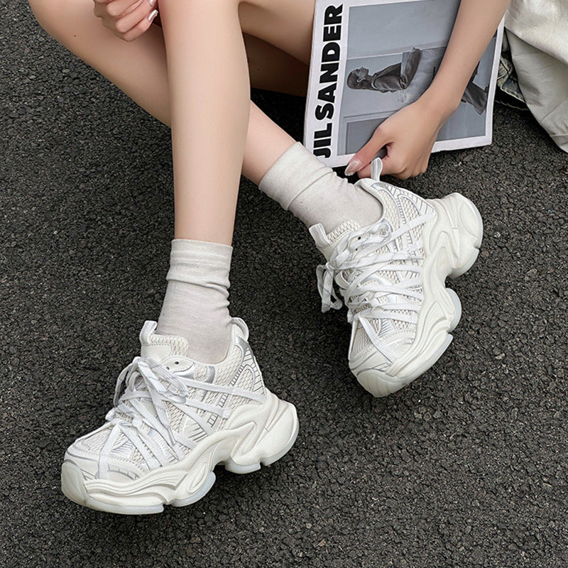 Women's Dad Thick-soled Breathable Mesh Height Increasing Sneakers