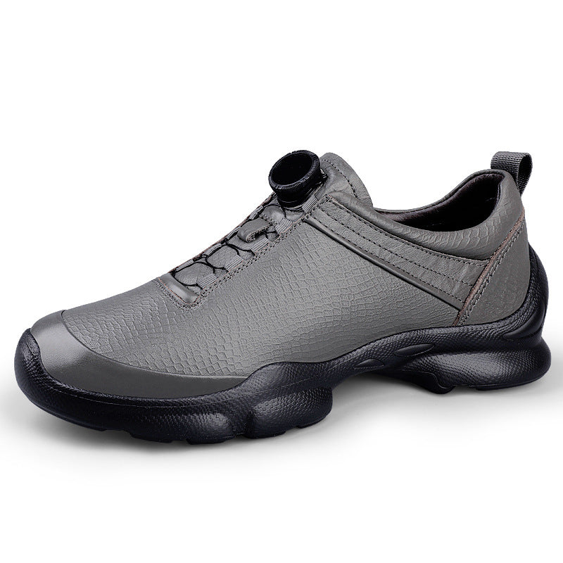 Men's Buckle Dad First Layer Cowhide Comfortable Thick Bottom Hight Increasing Men's Sports Shoes