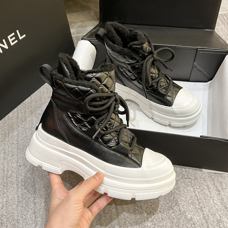 Women's High-grade Cotton Thick Bottom Height Increasing Snow Boots