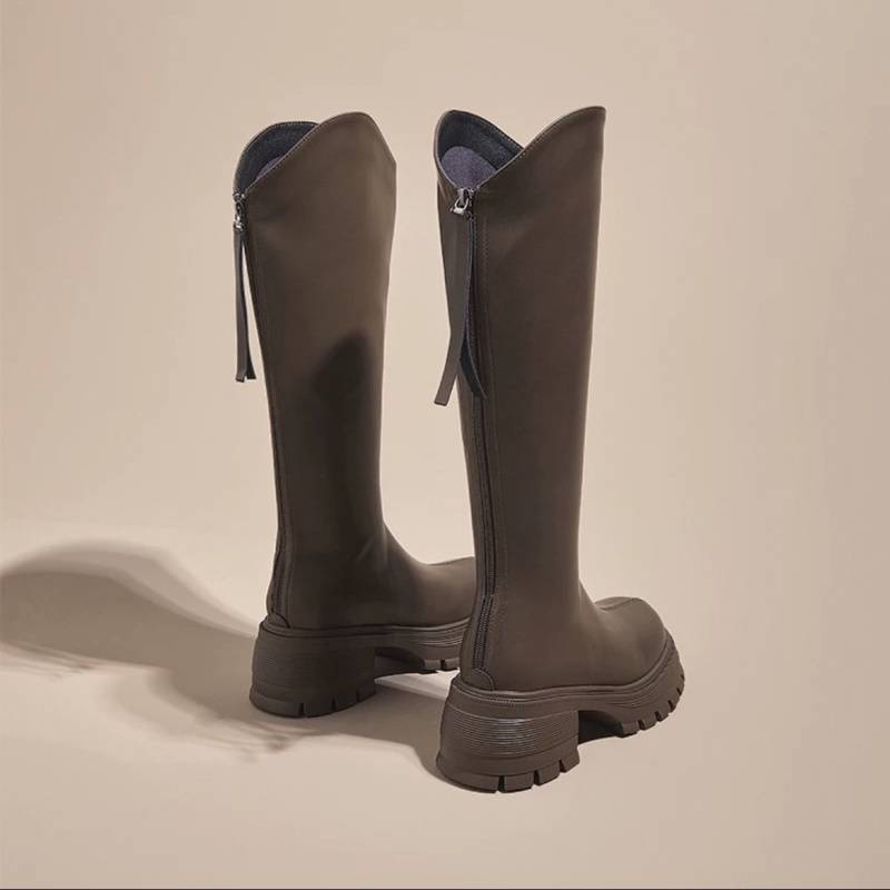 Women's Riding Stretch Thin Thick Bottom High Leg Small Below Boots