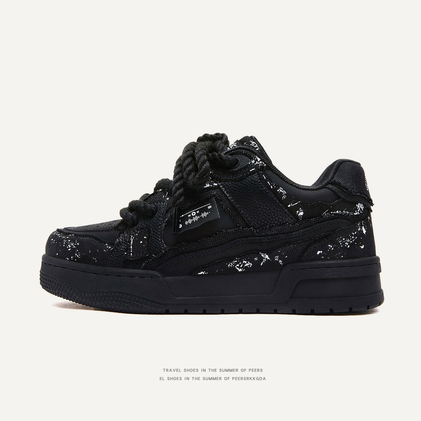 Destruction Aesthetic Series Street Black Hemp Rope Bread Couple Men's Board Shoes