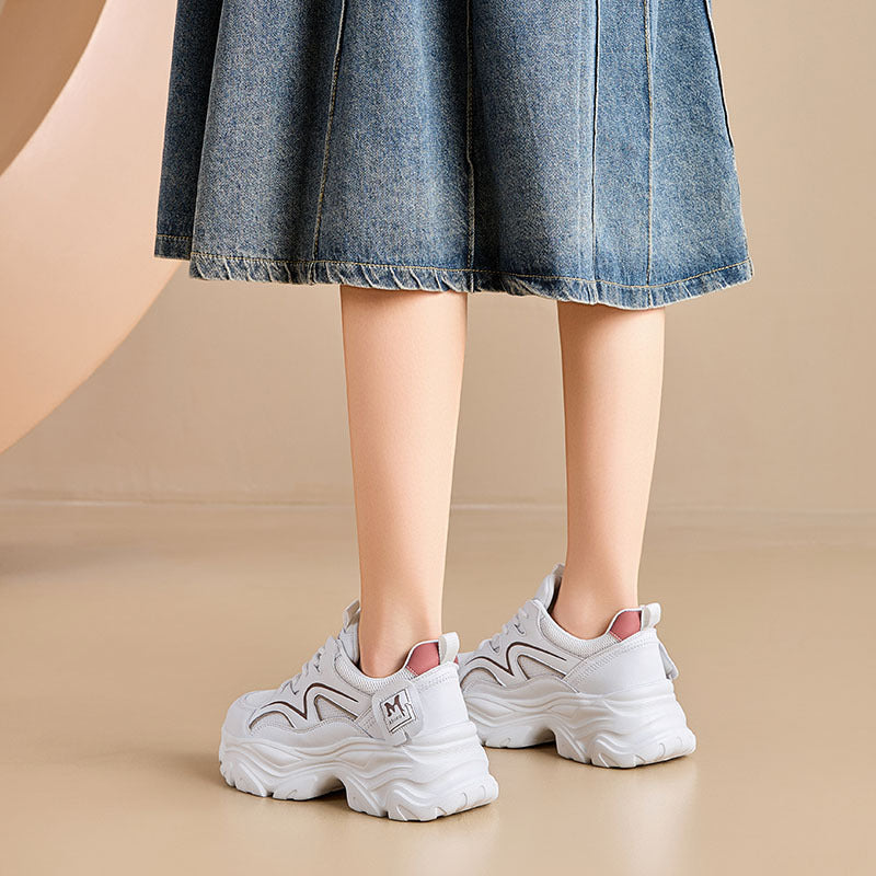 Women's Genuine Platform Dad Summer Mesh Elevator Casual Shoes