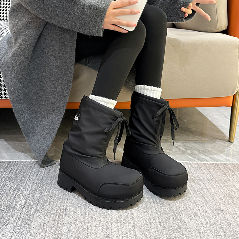 Winter Warped Head Big Ugly Drawstring Lace Snow Boots