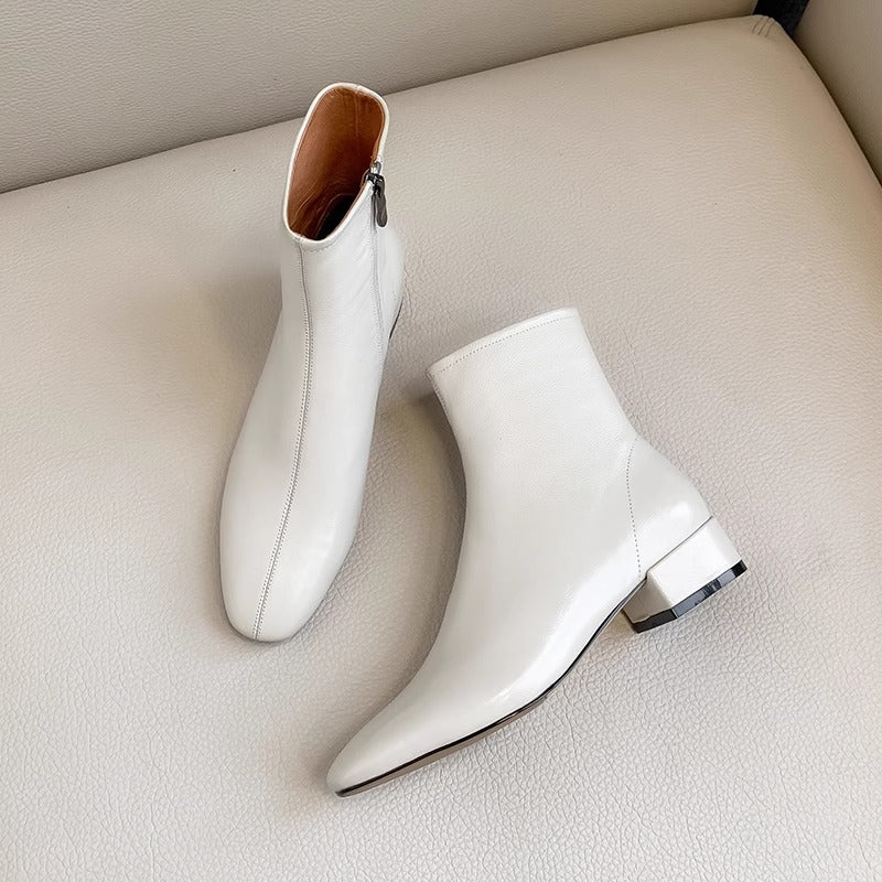 Booties Female Square Toe Thick Thin French Boots