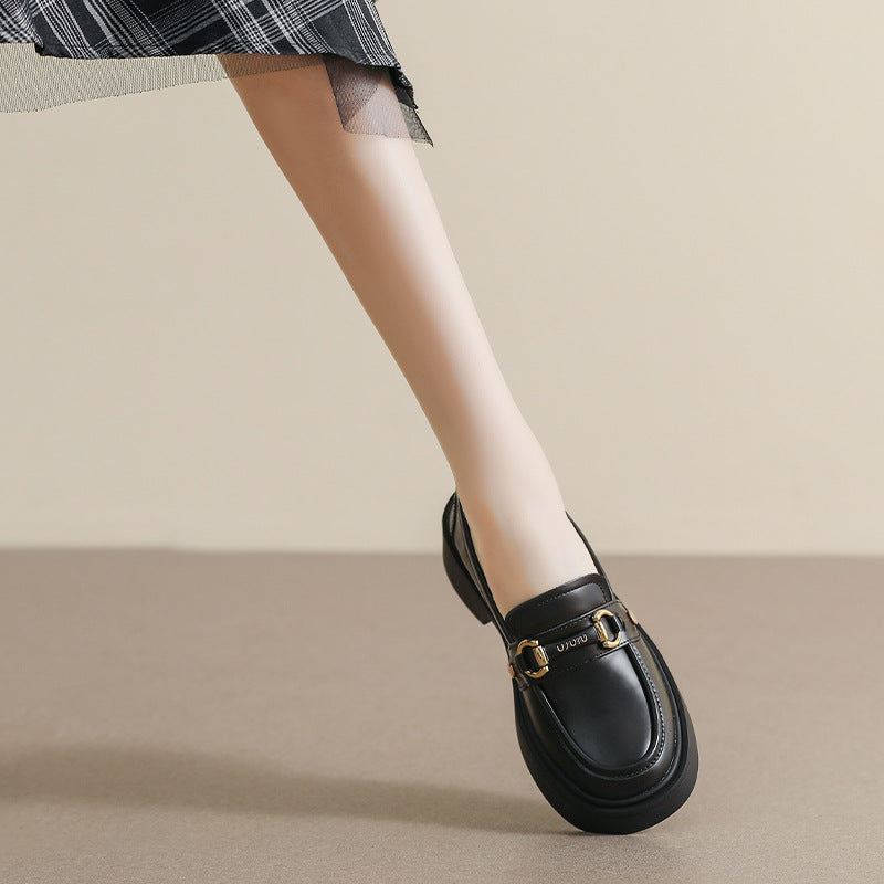 Women's Authentic British Style Black Platform Oversized Women's Casual Shoes