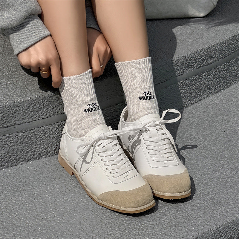 Men's White German Training British Style Commuter Leather Shoes