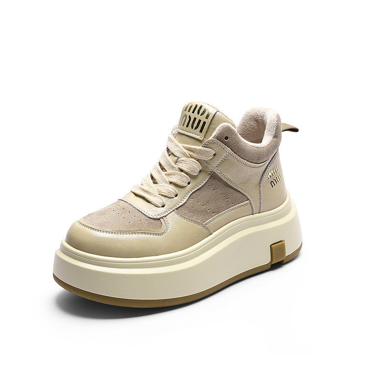 Women's Fleece-lined White Increased Mcqueen Platform Women's Casual Shoes