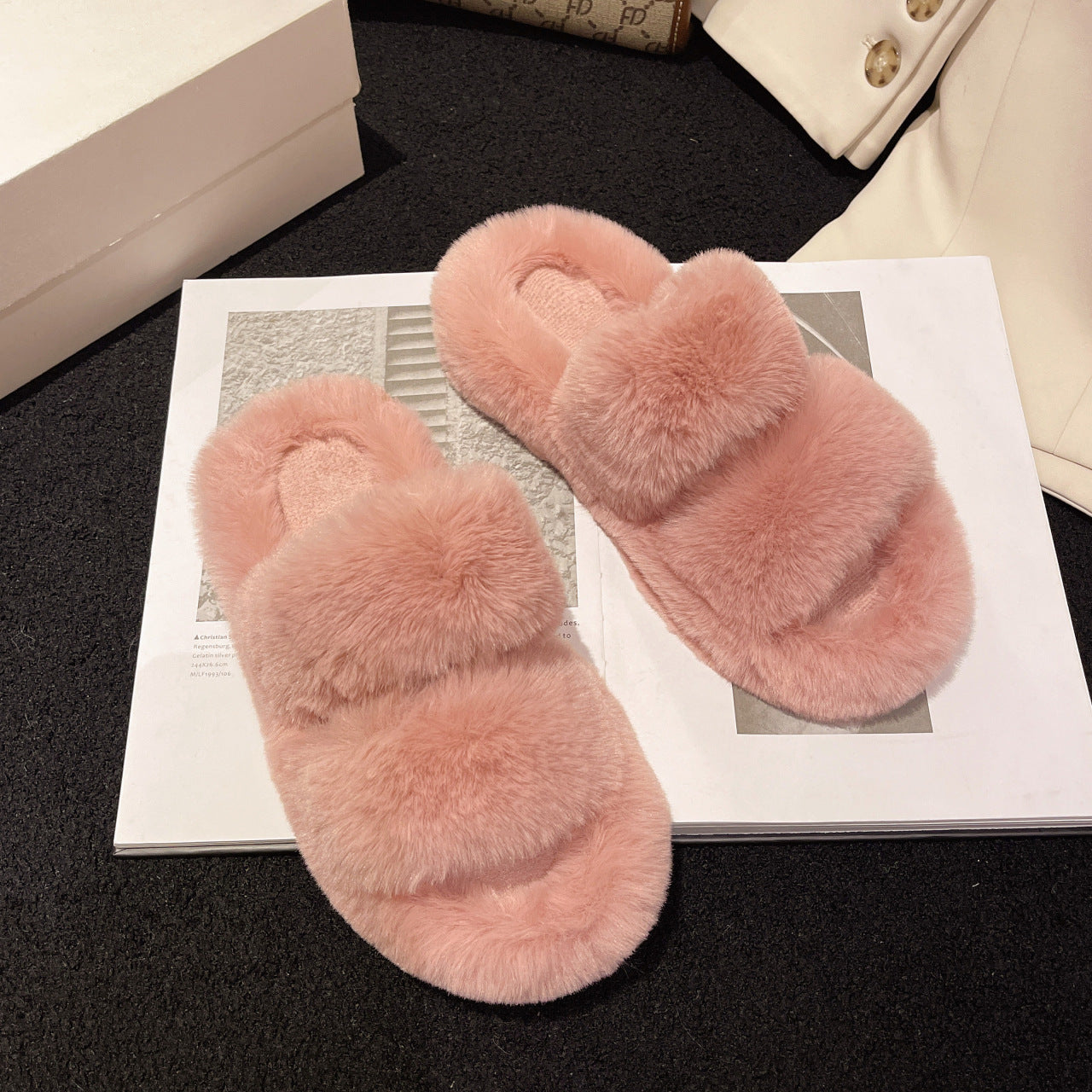 Women's Fluffy Outer Wear Korean Fashion Home Sandals