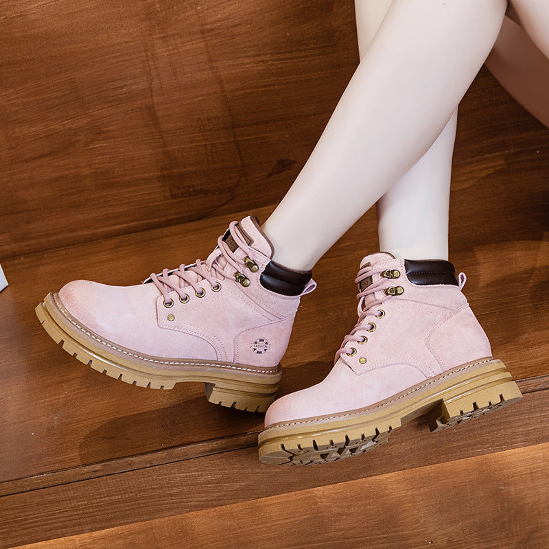 Women's & Men's Retro Pink Martin For Hidden Platform Ankle Boots