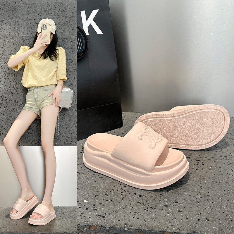 Women's Summer Outdoor Thick Bottom Fashion Velcro Word Thick-soles Slippers