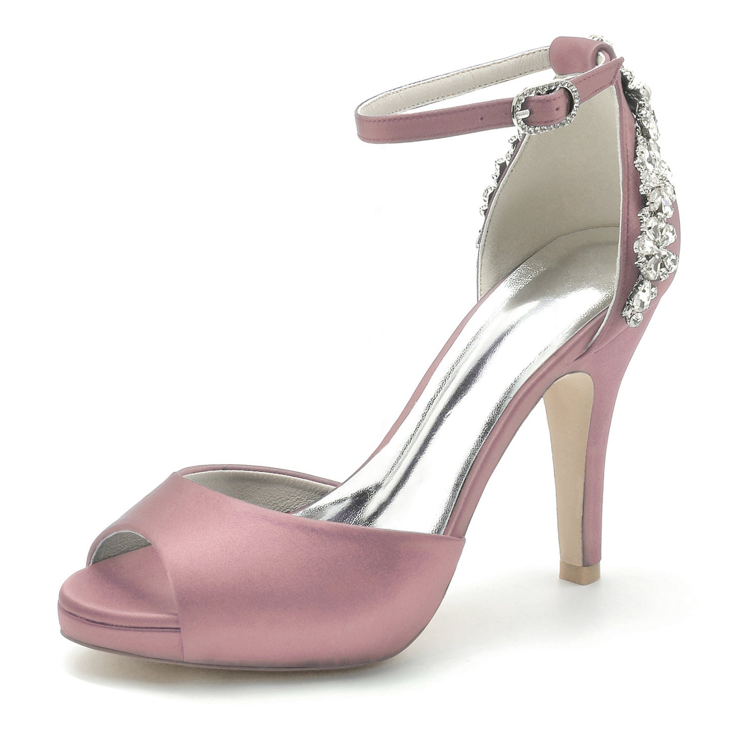 Women's Waterproof Platform Hollow Rhinestone Wristband Wedding Bridal Heels