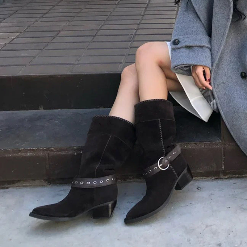 Women's Special Interest Light Luxury Handmade Retro Soft Vintage Knight Women's Leather Boots