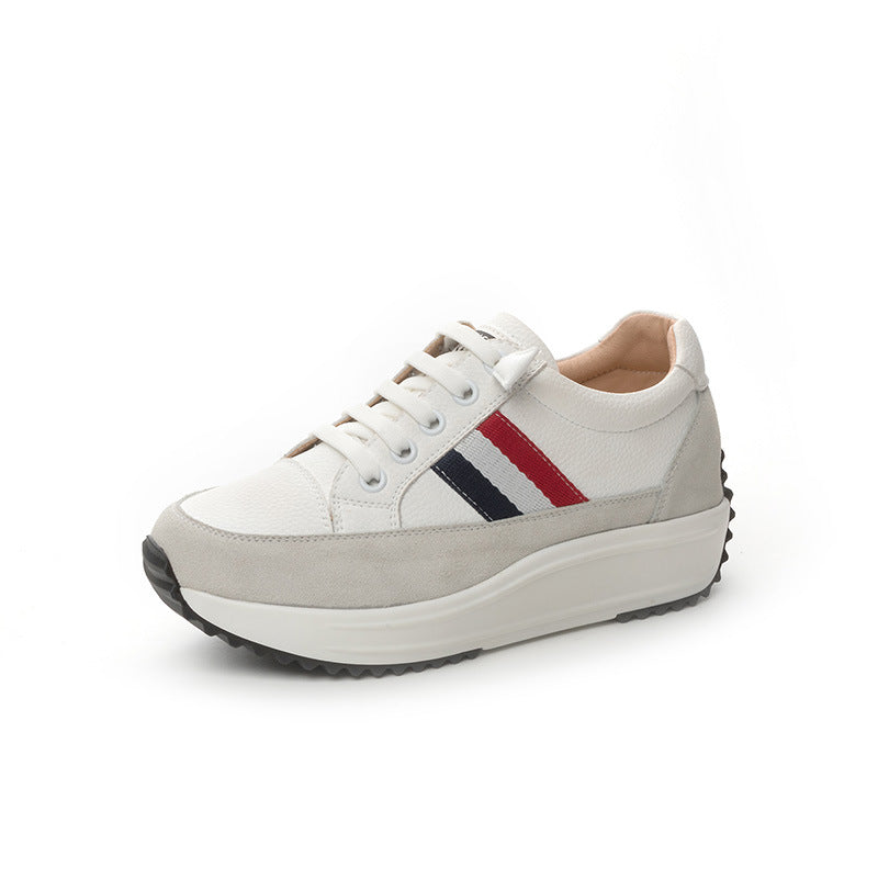 Women's White Spring Comfortable Small Height Increasing Casual Shoes