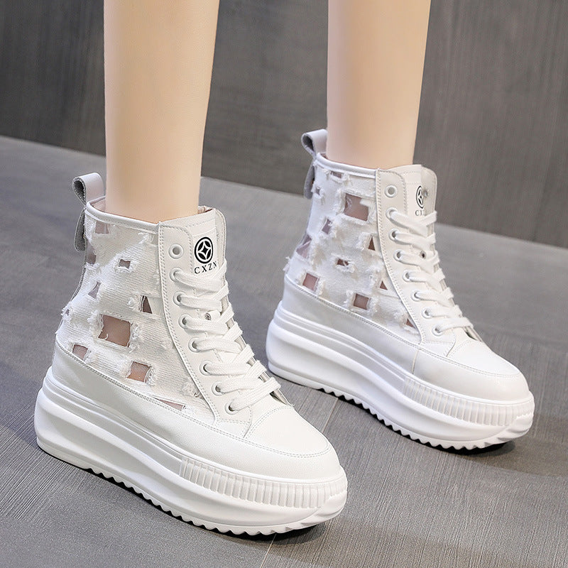 Women's Muffin Height Increasing Insole Breathable Mesh Fashion Sneakers
