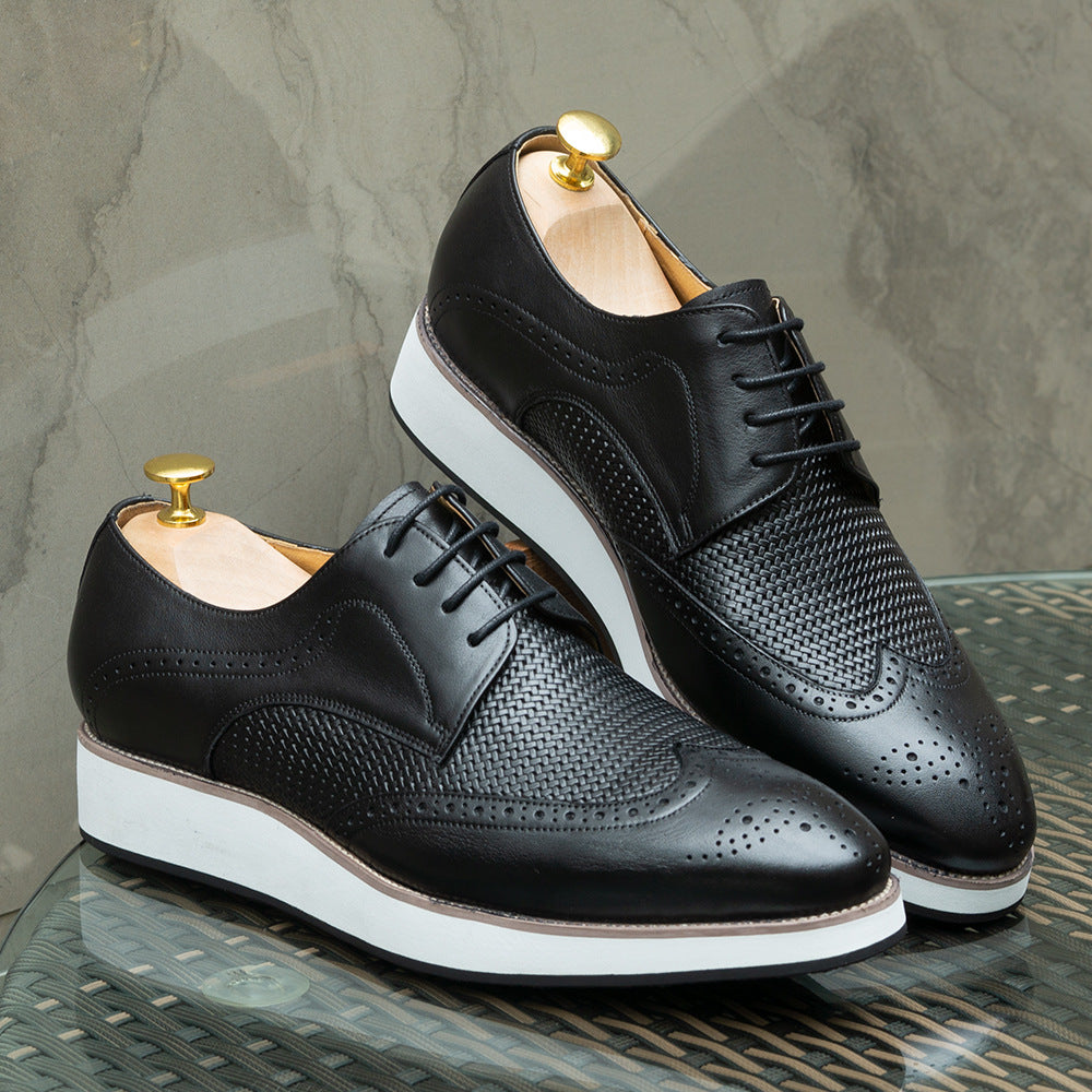 Men's Fashionable Pointed Toe Derby Woven Leather Shoes