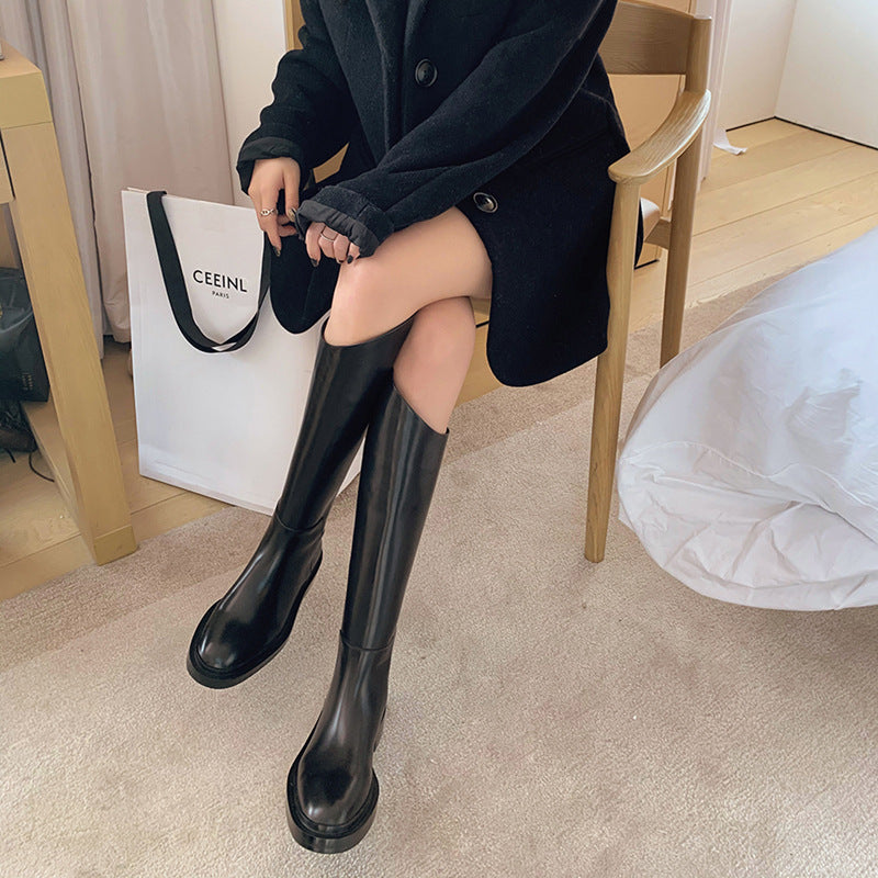 Women's Knight Thick-soled Smoke Pipe Below The Knee Long Boots