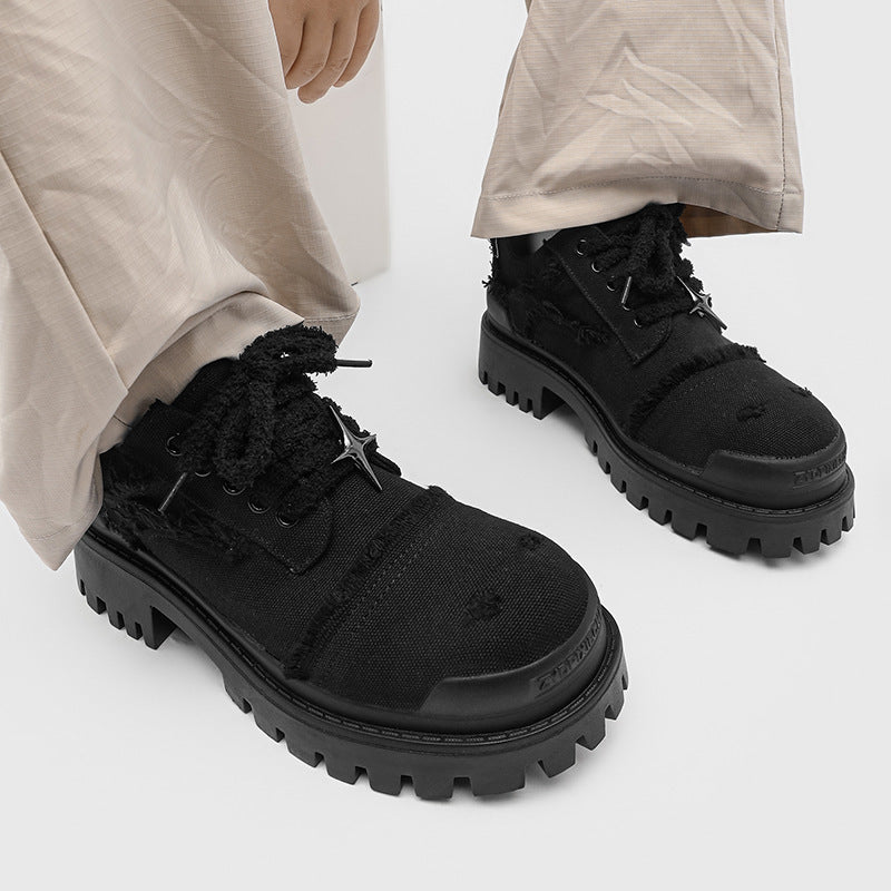 Men's Retro Derby Invisible Height Increasing Big Head Mickey Style Men's Business Leather Shoes